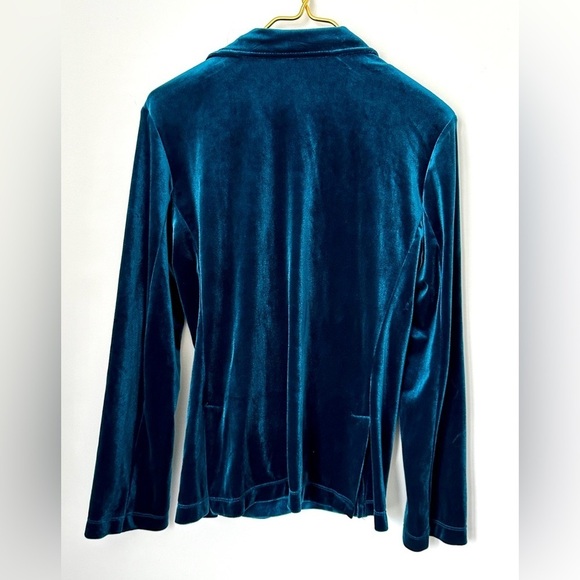 Vintage Notations Teal Blue Soft Velour Layered Look Blouse Top Women’s Medium - Picture 3 of 5